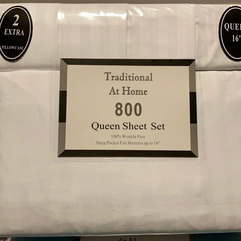 Traditional At Home 6pc Queen Sheet white as snow embossed stripes